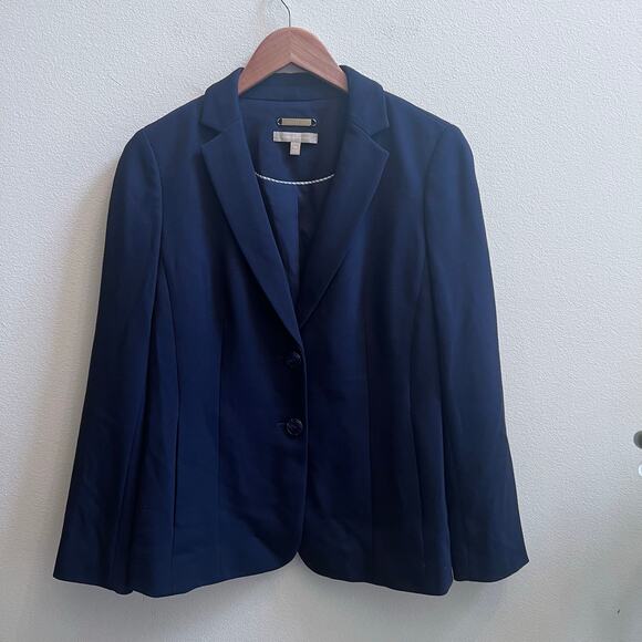 Talbots Women's Navy Blue Blazer Jacket Size 8P Cotton Blend Single-Breasted - Picture 1 of 7